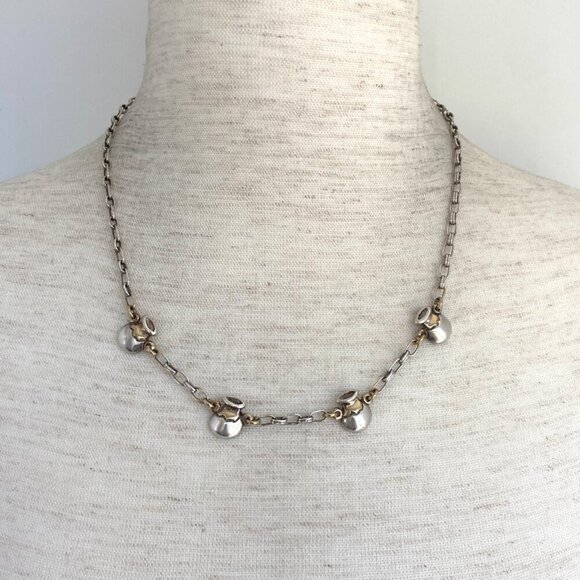 VTG Sterling Silver 925 Signed Mexico Mixed Metal Honey Pot Station Necklace - Picture 1 of 16